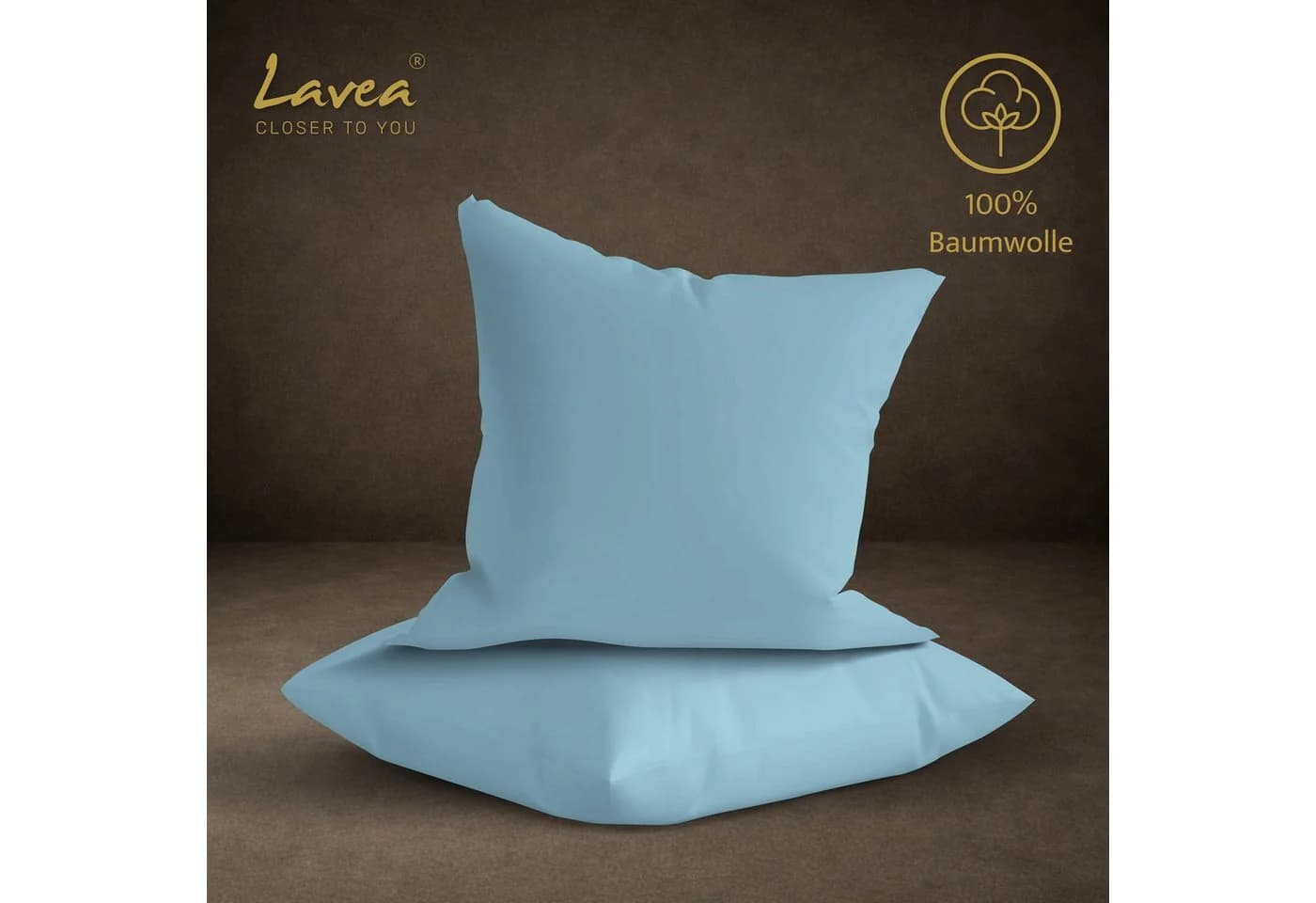 Lavea Kissenbezug 2er Set 100% Baumwolle Blau Jasmin - Bild 5