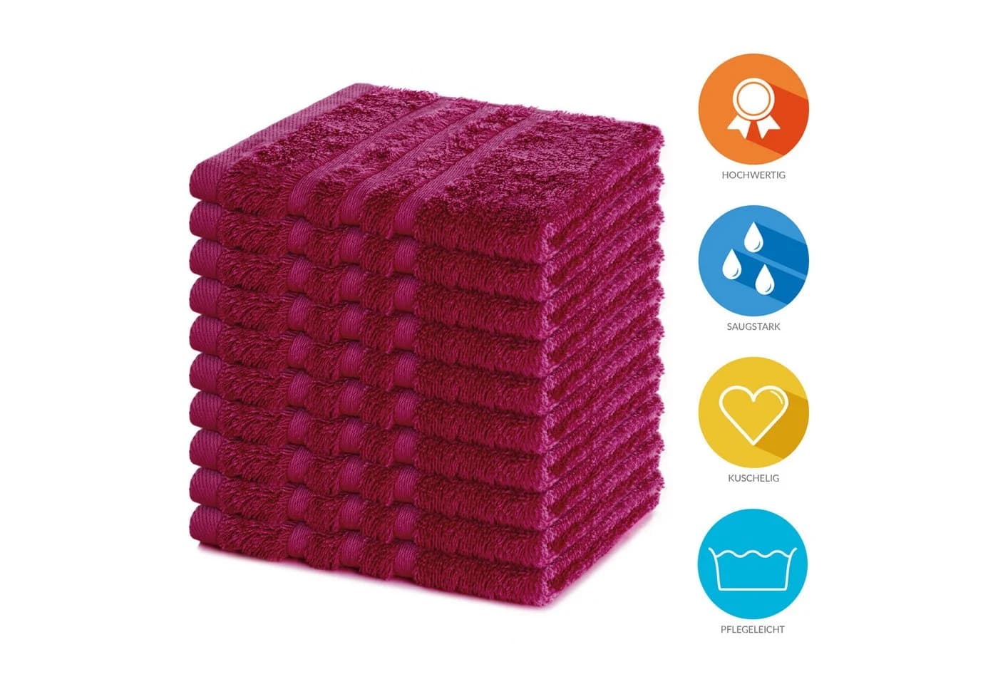 Lavea Seiftuch Elena-Frottierserie 30x30 cm, 100% Baumwolle 10er Set, 500 g/m² Frottier, weich & saugstark, pflegeleicht