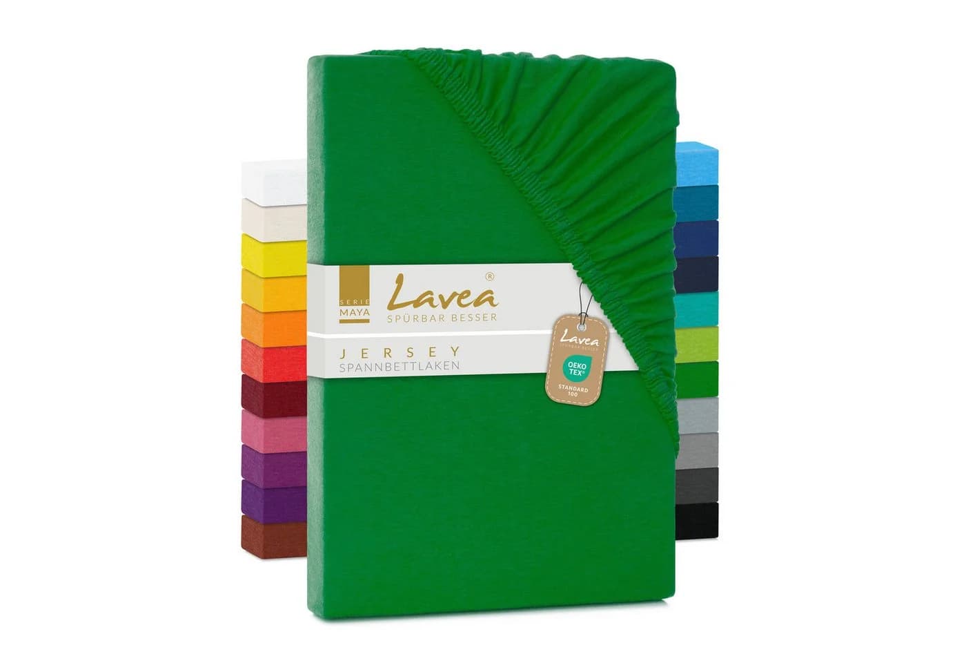 Lavea Spannbettlaken 100% Baumwolle Jersey Grün - Bild 2