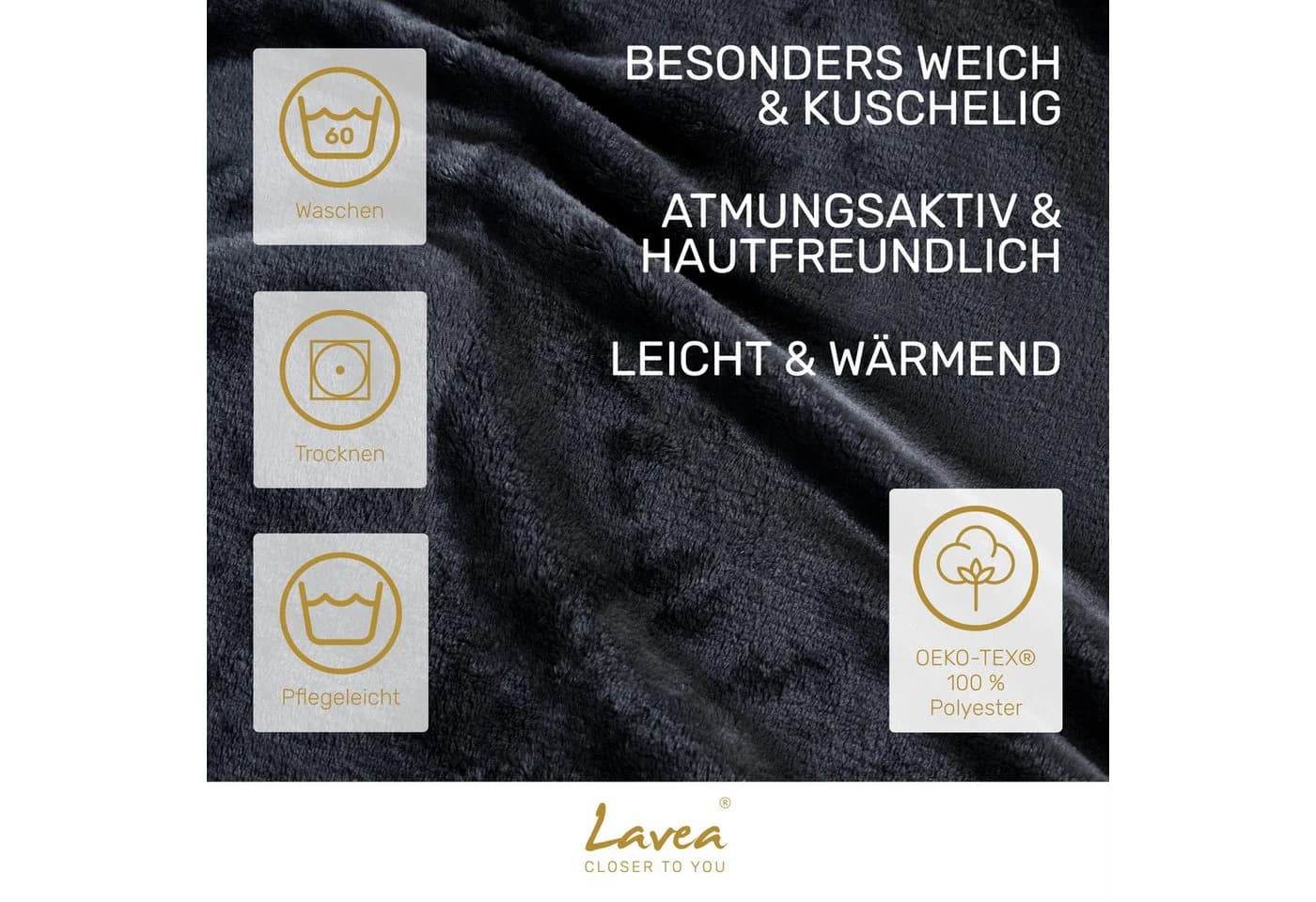 Wohndecke Kuscheldecke, Fleecedecke, Wolldecke flauschig und weich, Lavea, Mikrofaser, Atmungsaktiv & Hautfreundlich - Bild 3