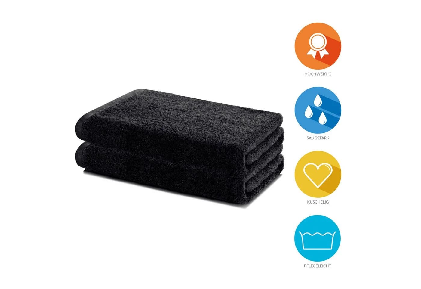 Lavea Handtücher Sydney Serie Schwarz 500 g/m² Frottier Set