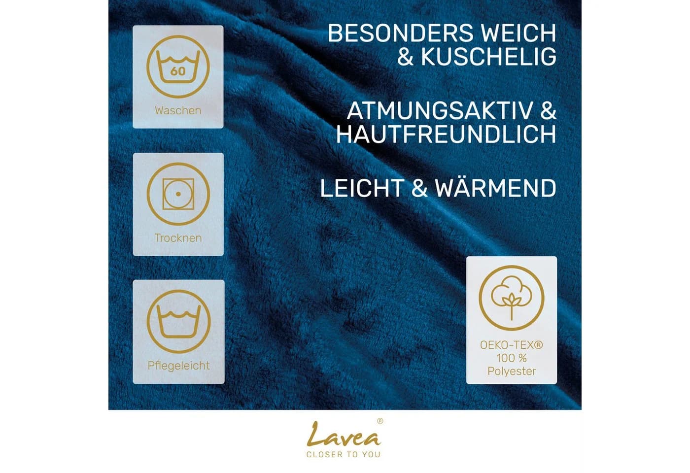 Wohndecke Kuscheldecke, Fleecedecke, Wolldecke flauschig und weich, Lavea, Mikrofaser, Atmungsaktiv & Hautfreundlich - Bild 3