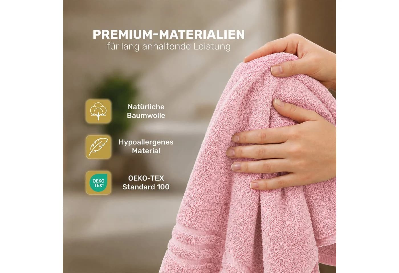 Lavea Handtuch-Set 8-teilig 50x100 cm Baumwolle Grün/Rosa - Bild 3