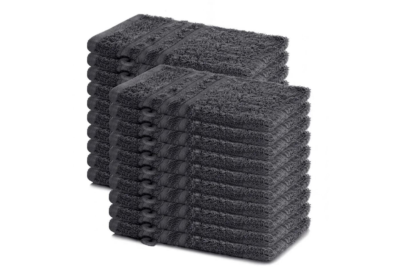 Lavea 20er Set Waschhandschuhe 15x21 cm Anthrazit Frottier - Bild 2
