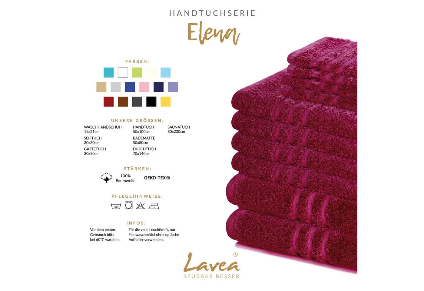 Lavea Waschhandschuh 20er Set Baumwolle 15 x 21 cm - Bild 3