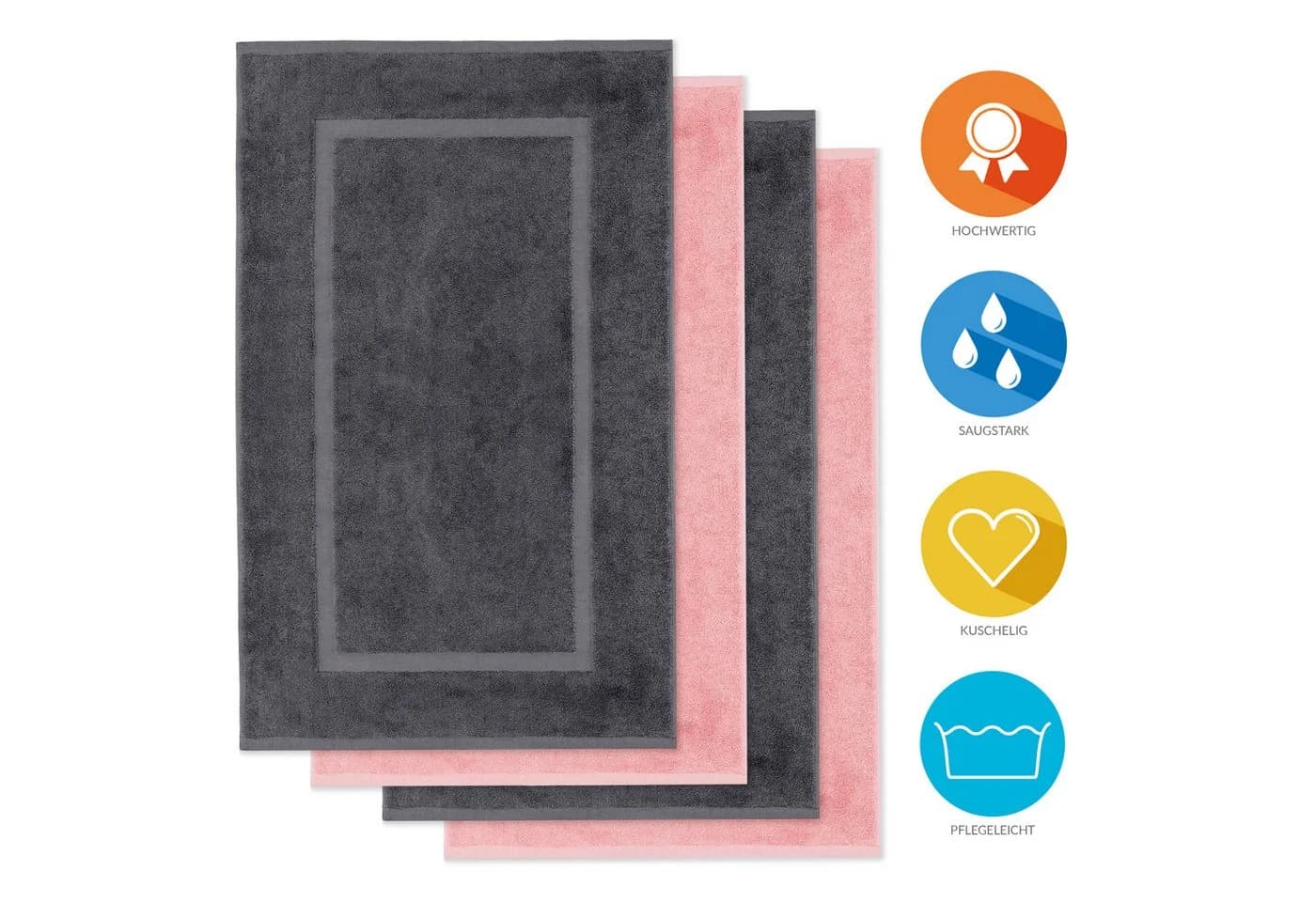 Lavea Badematte 4er Set Elena Frottee 50x80 cm