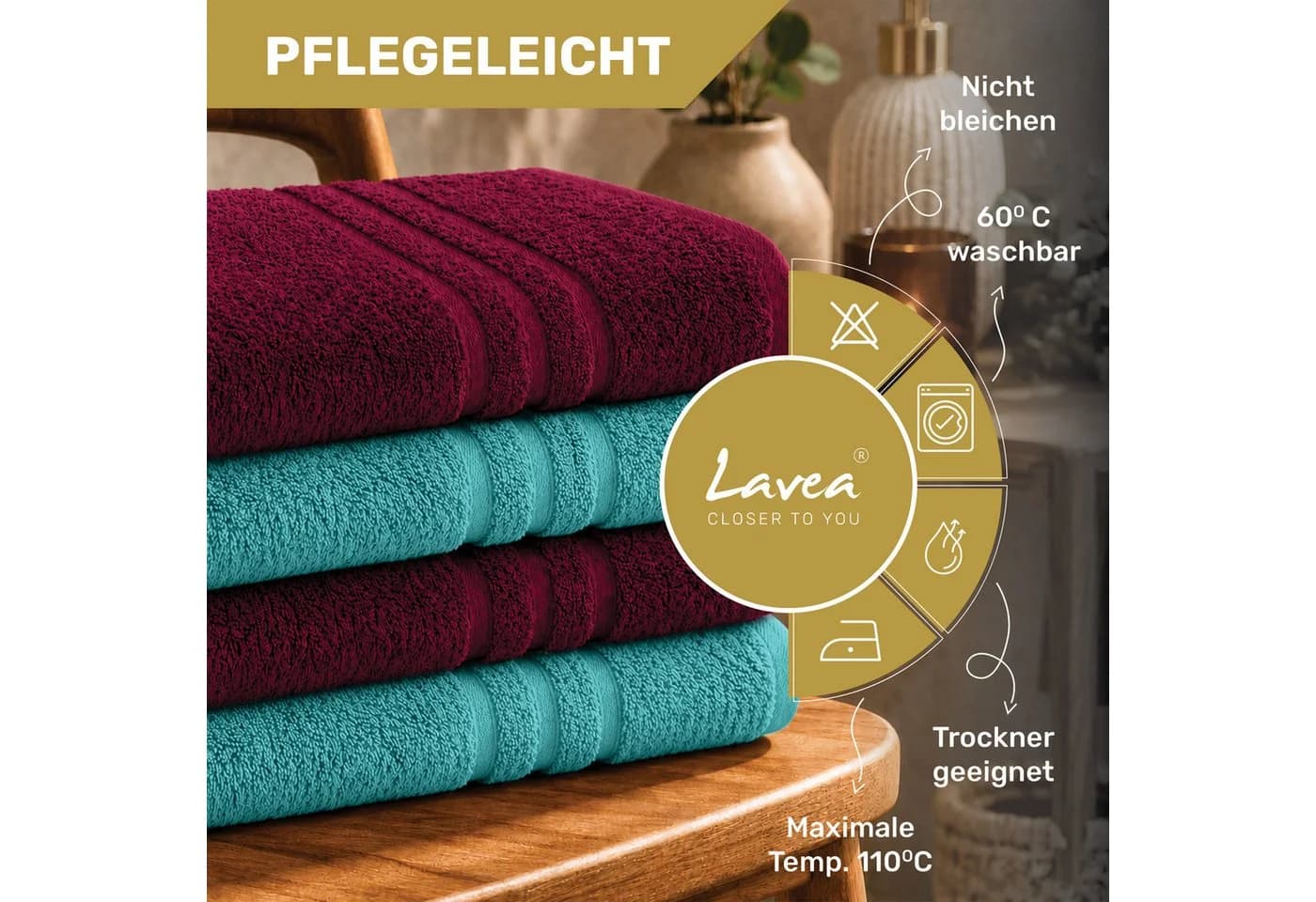 Lavea Handtuch Set 8-teilig 50x100 cm Frottierserie Elena