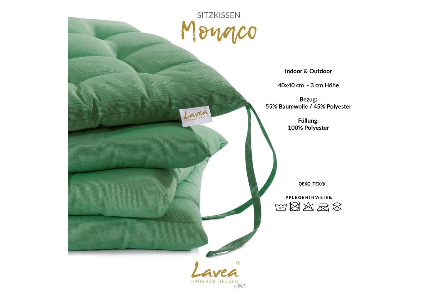 Lavea Stuhlkissen MONACO 40x40 cm 4er-Set - Bild 3