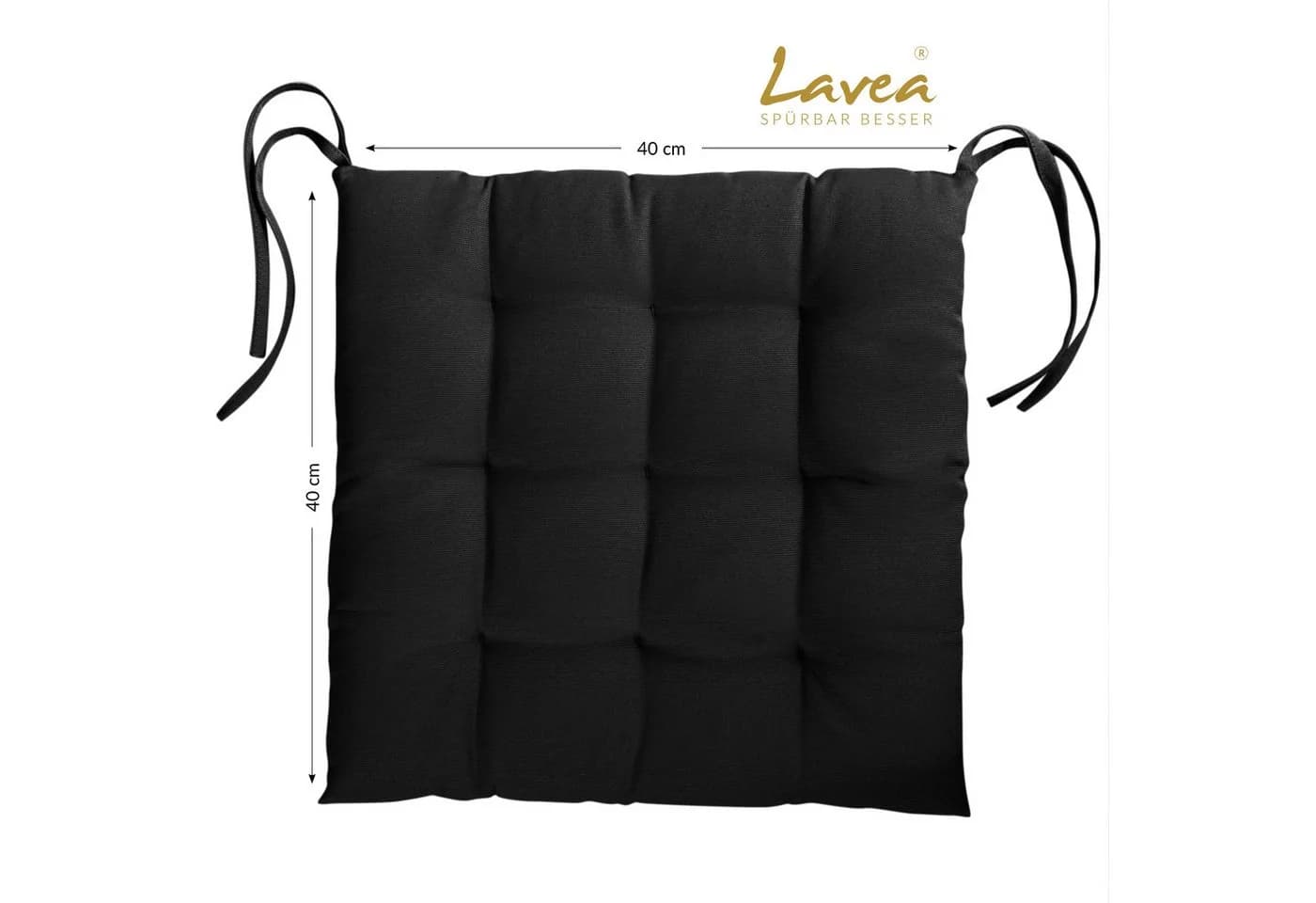 Lavea Stuhlkissen MONACO 40x40 cm Set 4er & 8er Stoffbänder Indoor Outdoor - Bild 4
