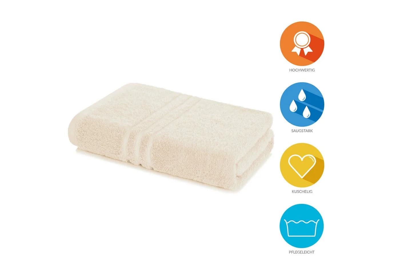 Lavea Badetuch 100x150 cm Creme Frottee 500 g/m²