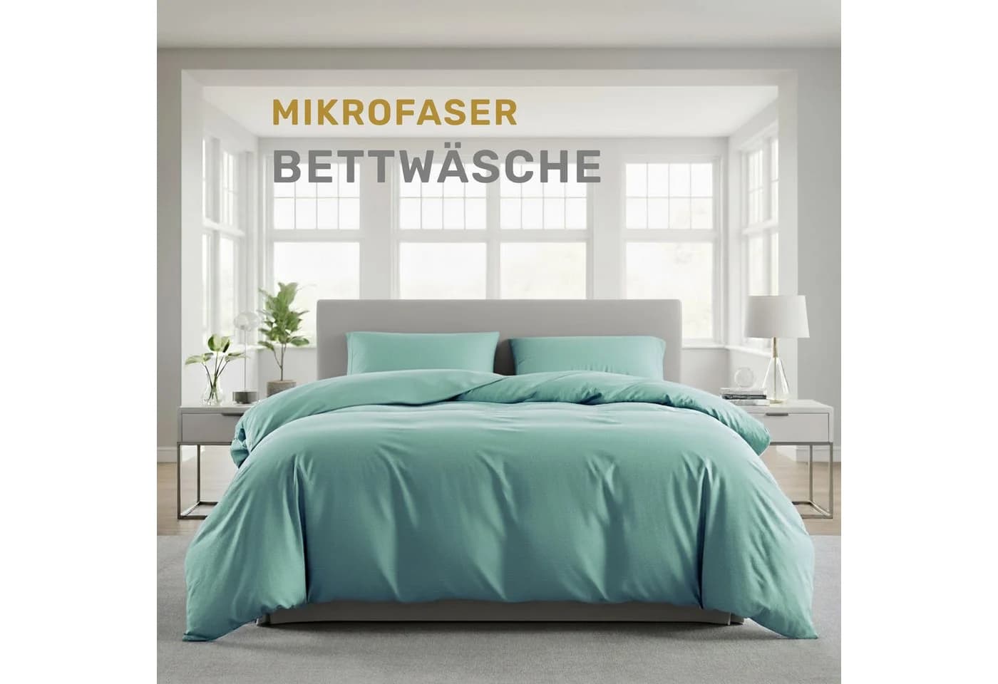Lavea Bettwäsche Mikrofaser 2-teilig mit Reißverschluss Grün - Bild 2