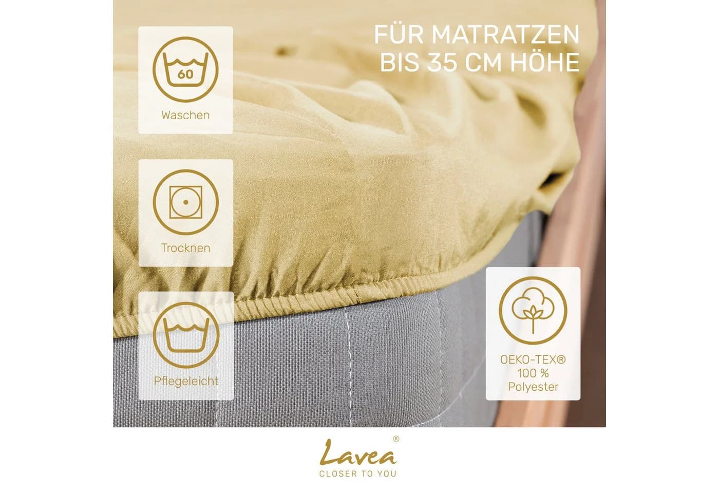 Lavea Spannbettlaken Mikrofaser Beige - Bild 3