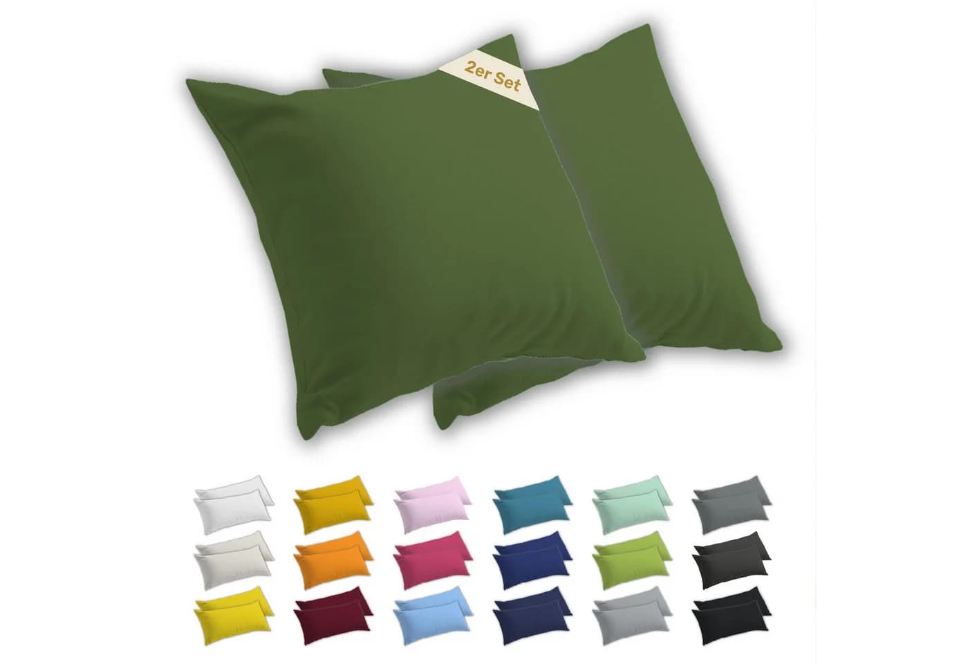 Lavea Kissenbezug 2er Set Jersey Baumwolle ÖKO-TEX Allergikerfreundlich - Bild 2