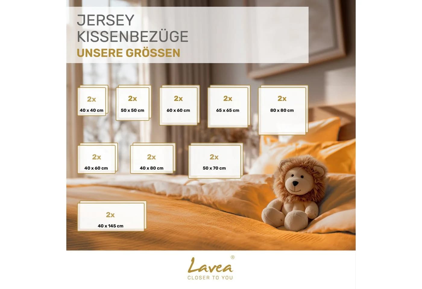 Lavea Kissenbezug 2er Set Jersey 100% Baumwolle Rot - Bild 5