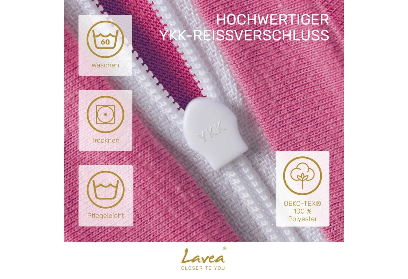 Lavea Kissenbezug 2er Set Jersey 100% Baumwolle Rosa - Bild 3