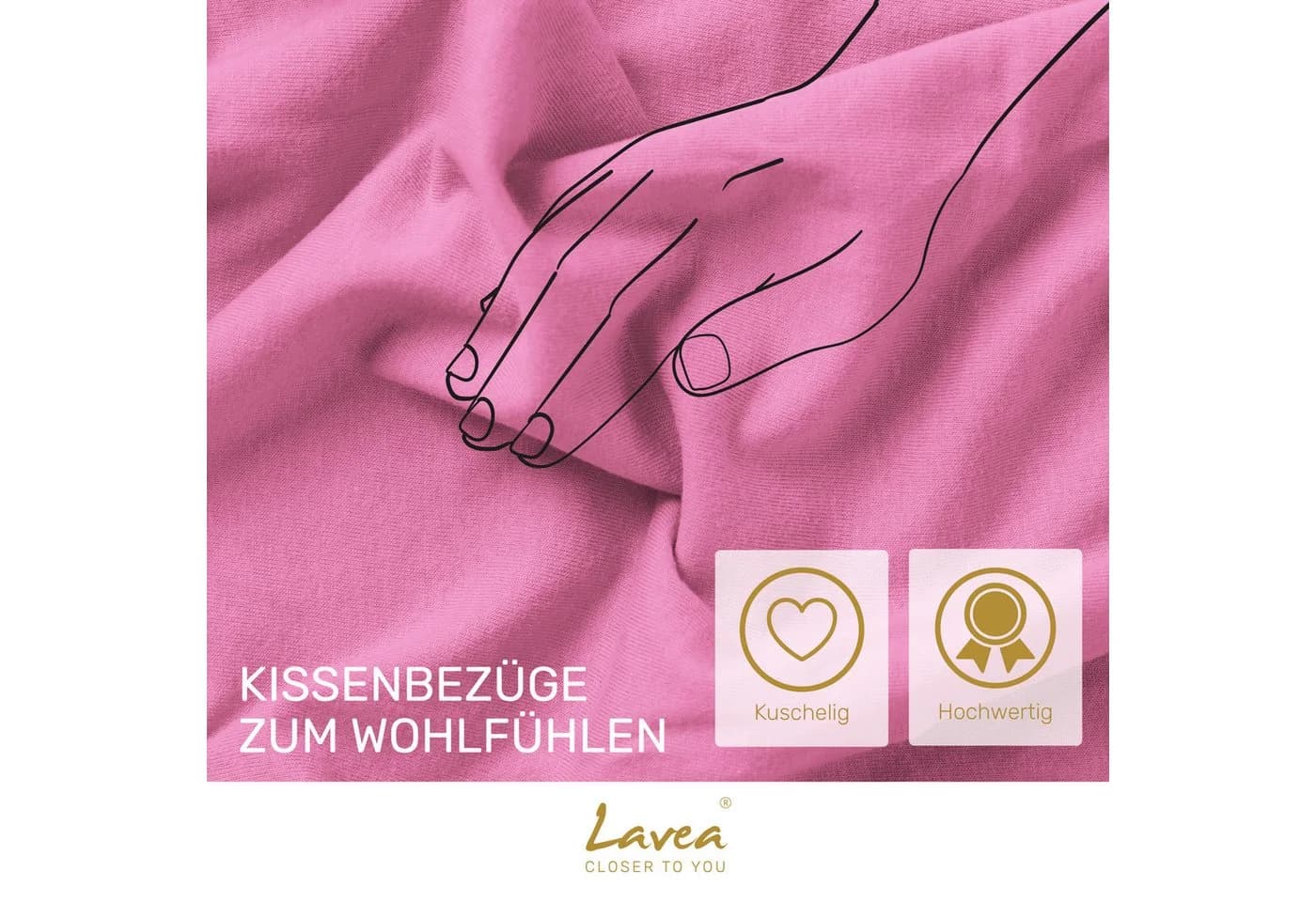 Lavea Kissenbezug 2er Set Jersey 100% Baumwolle Rosa - Bild 5