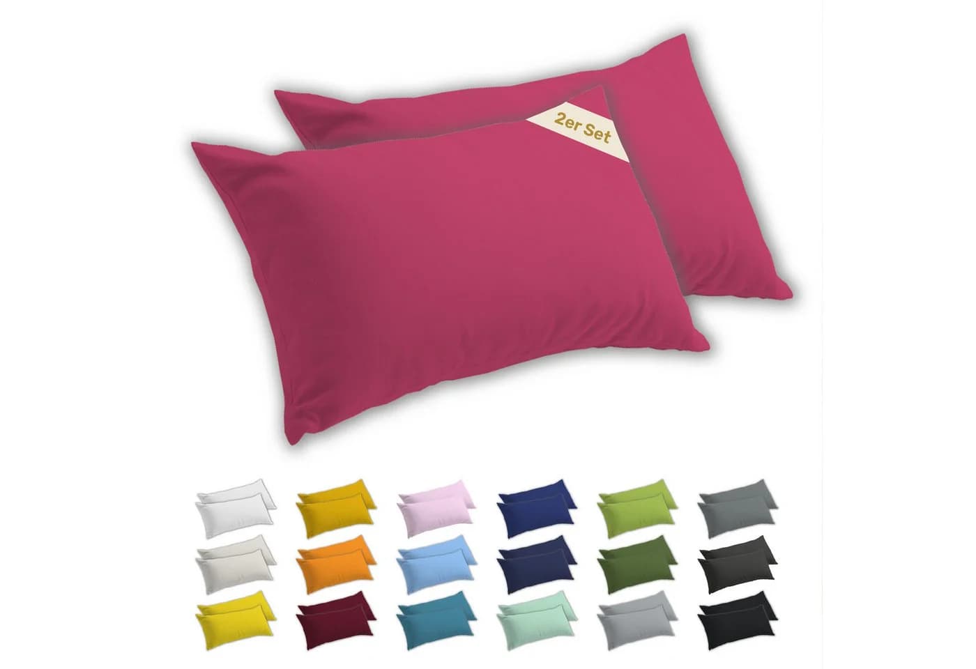 Lavea Kissenbezug 2er Set Jersey 100% Baumwolle Rosa - Bild 2