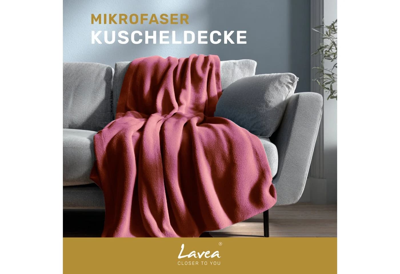 Lavea Wohndecke Kuscheldecke Rot Mikrofaser Flauschig