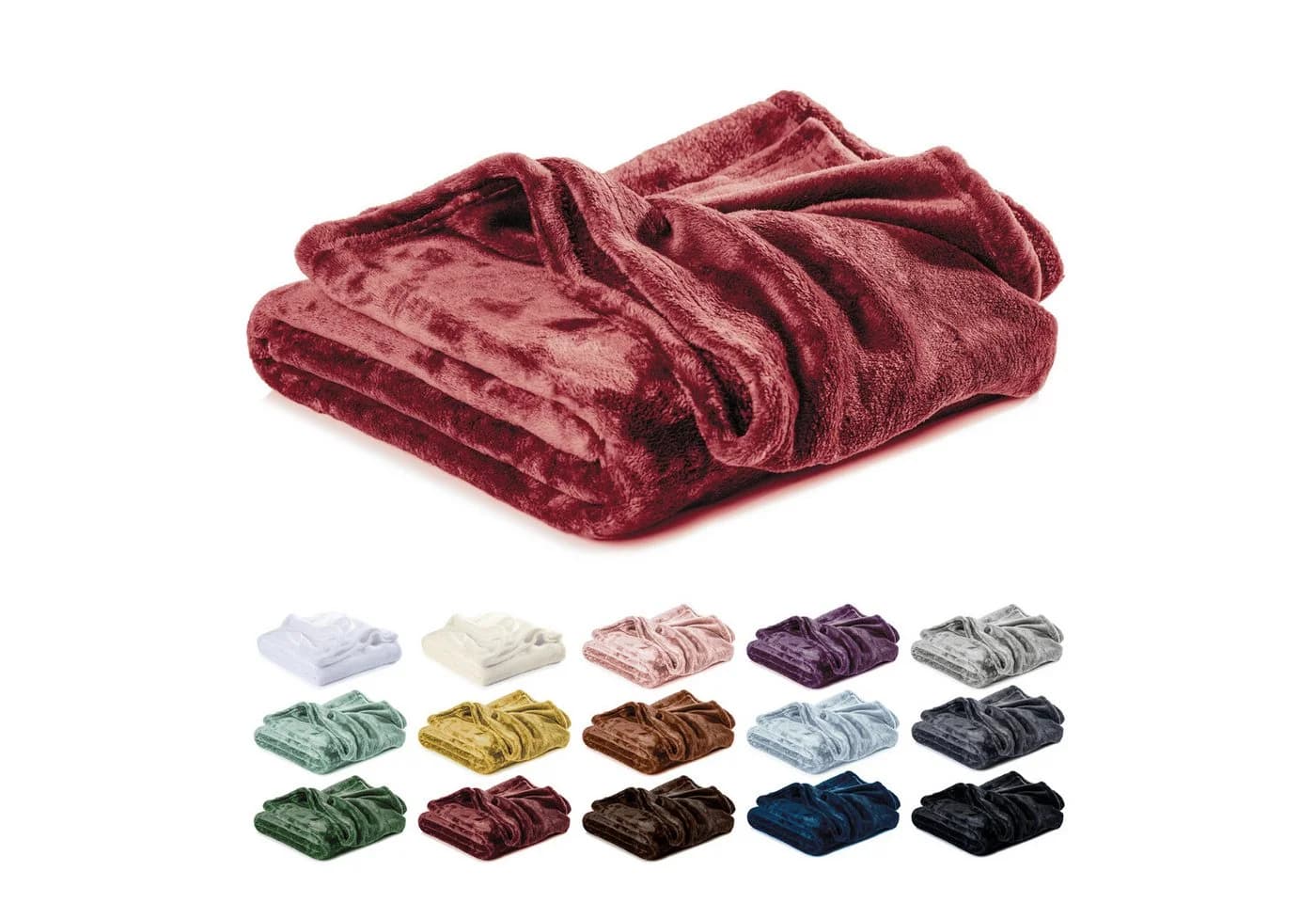 Lavea Wohndecke Kuscheldecke Rot Mikrofaser Flauschig - Bild 2