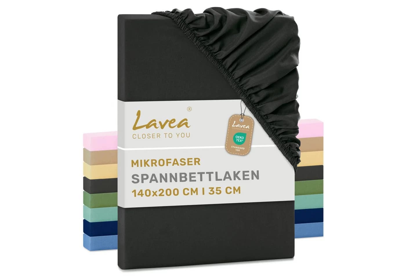 Lavea Spannbettlaken Mikrofaser Anthrazit Kühlend & Atmungsaktiv - Bild 2
