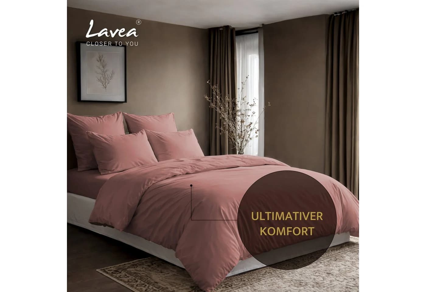 Lavea Bettwäsche Set Rosa Baumwolle mit Reißverschluss