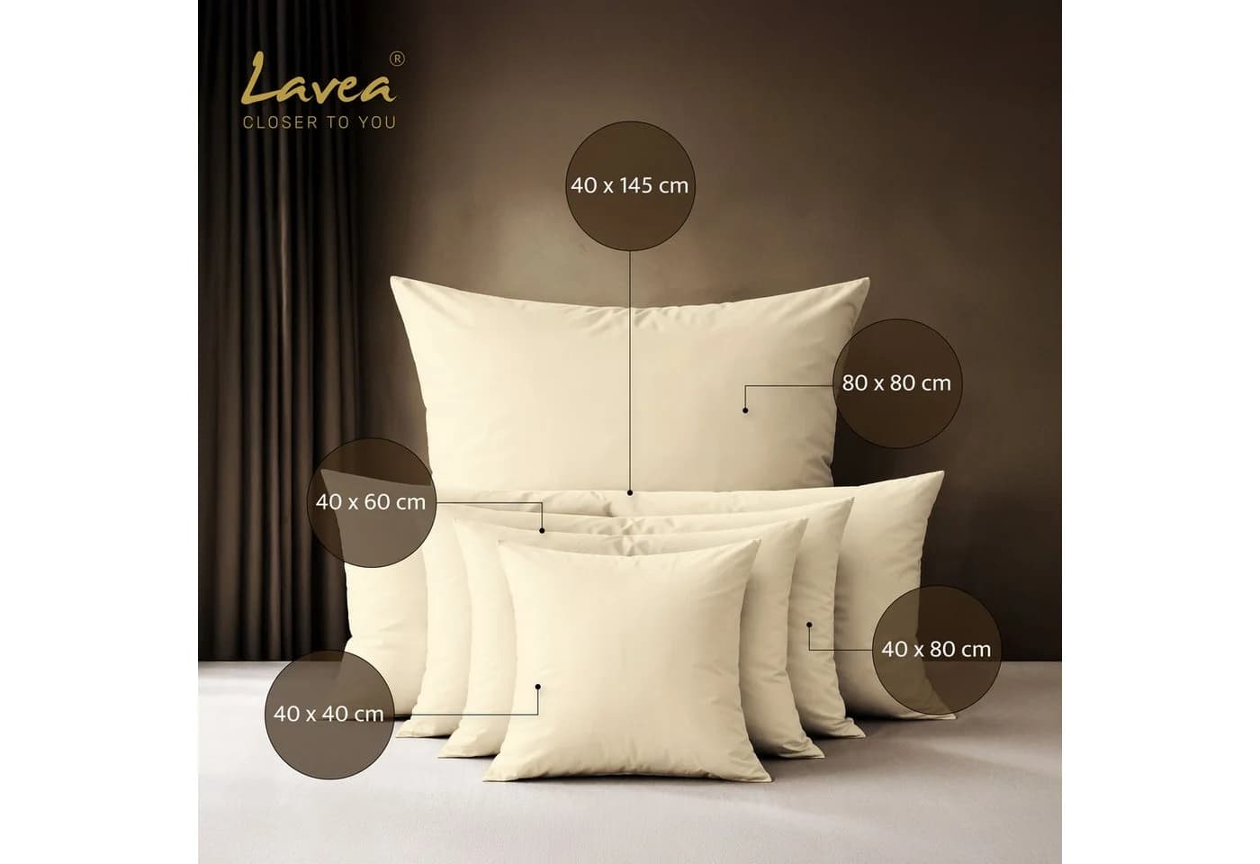 Lavea Kissenbezug 2er Set 100% Baumwolle Jasmin Beige - Bild 2