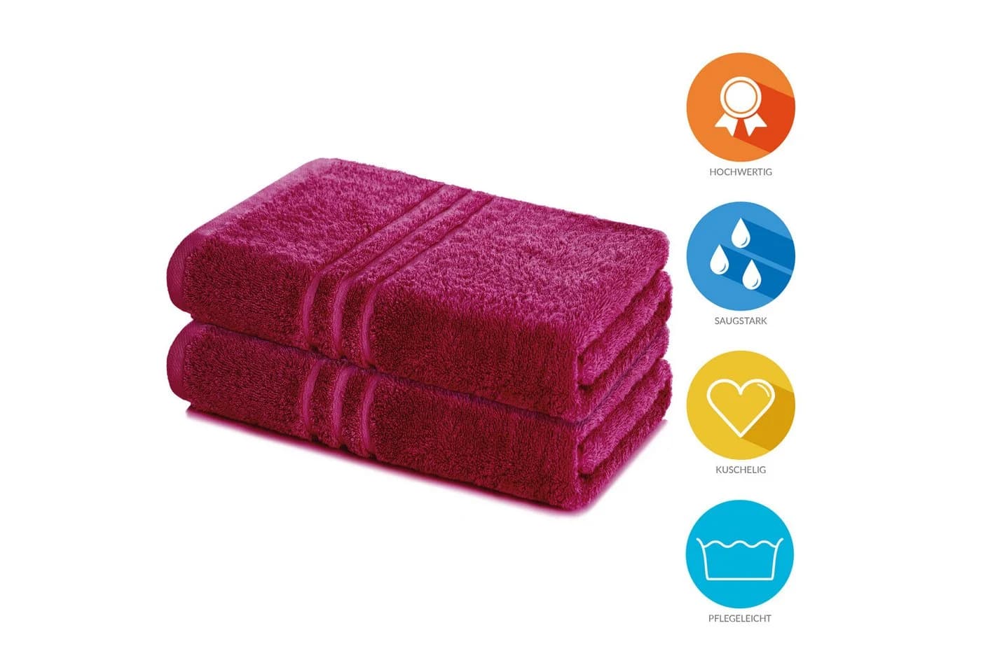 Lavea Badetuch Elena 2er Set 100x150 cm, Duschtuch, 500 g/m² Frottier, weich & saugstark, pflegeleicht