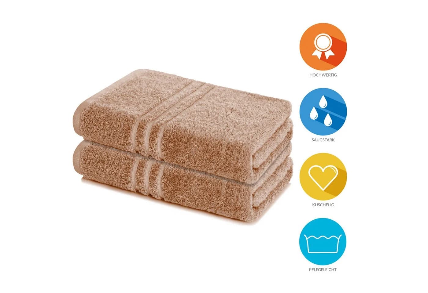 Lavea Badetuch Elena 2er Set 100x150 cm Baumwolle Beige