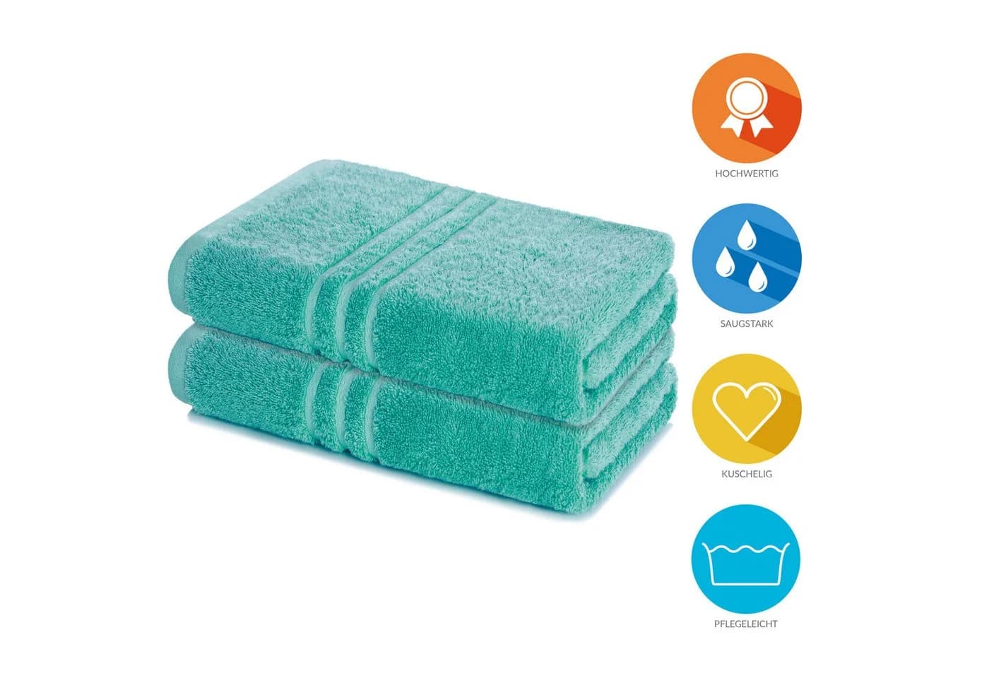 Lavea Badetuch Elena 2er Set 100x150 cm Türkis