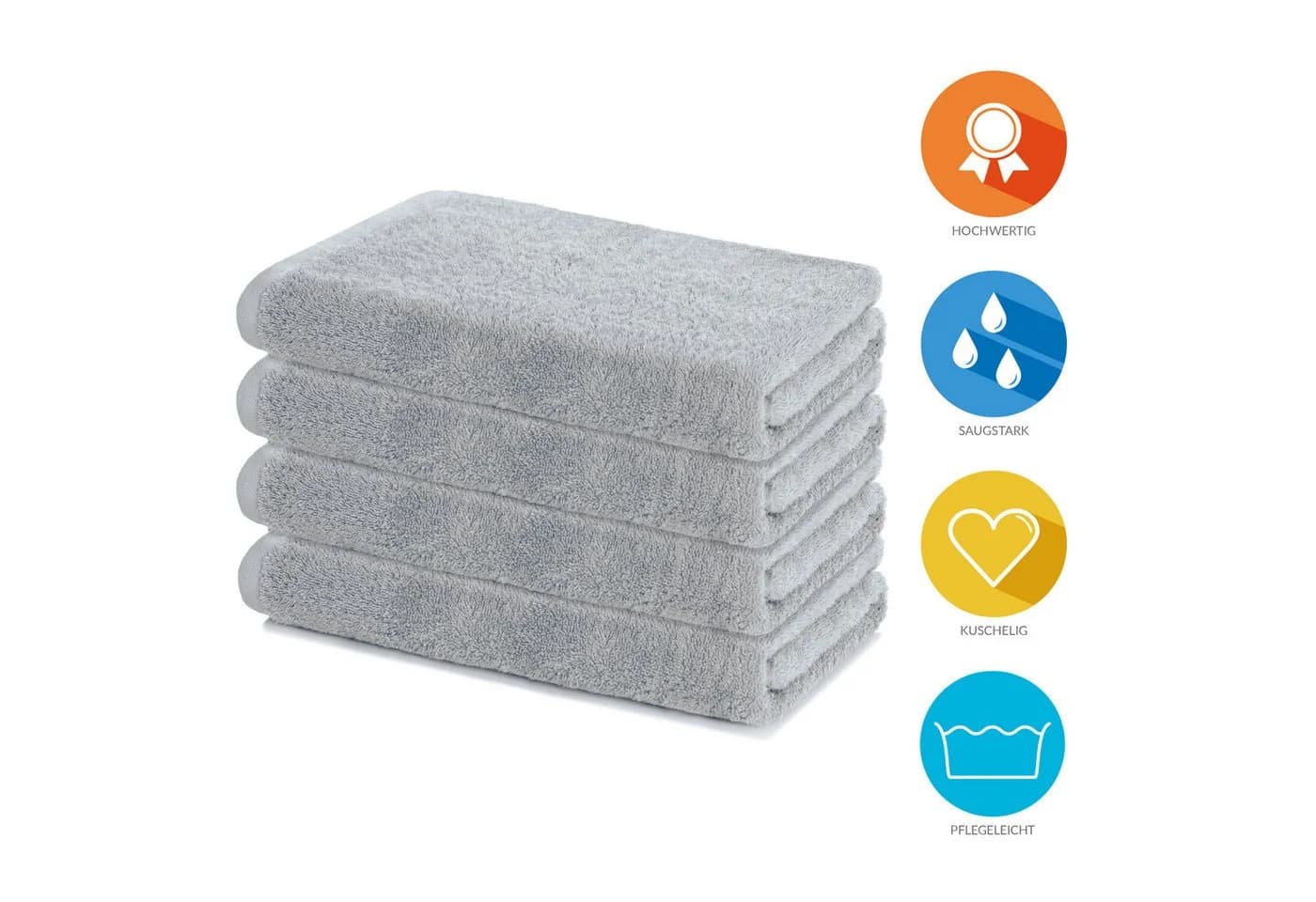 Lavea Handtücher Sydney Set 4-tlg. 500 g/m² Frottier Silber