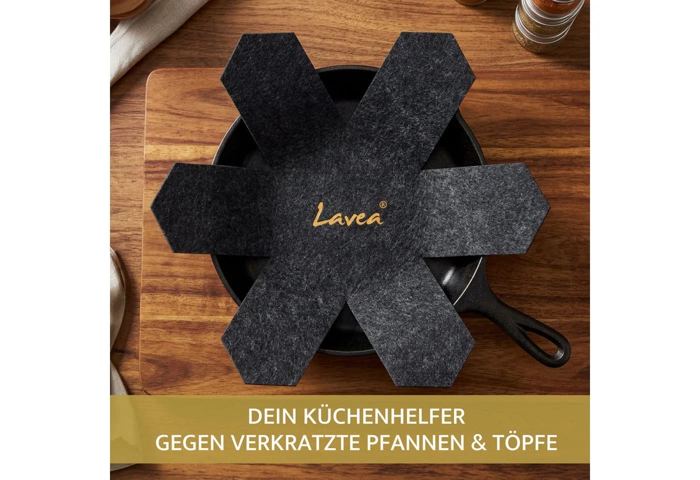 Lavea Pfannenschoner 10er-Set Filz Dunkelgrau 38 cm