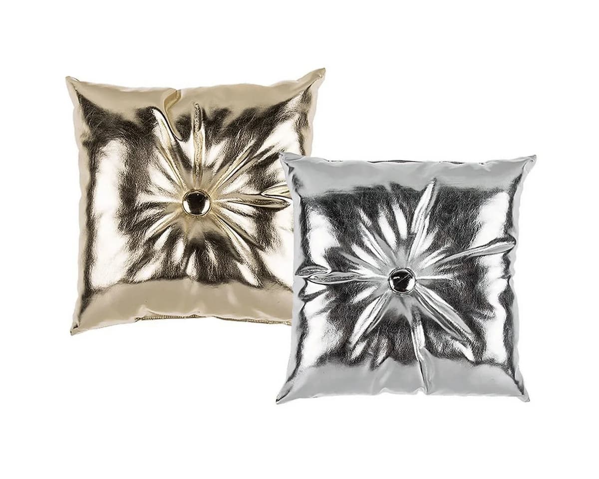 Marabellas Shop Dekokissen 30x30cm Metalloptik Gold/Silber