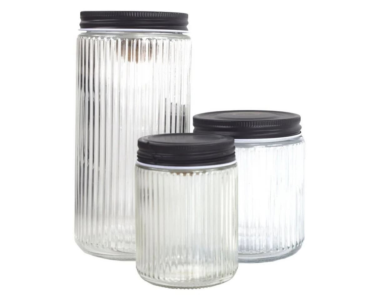 Marabellas Shop Vorratsglas 3er-Set Schwarz Gestreift Glas - Bild 2