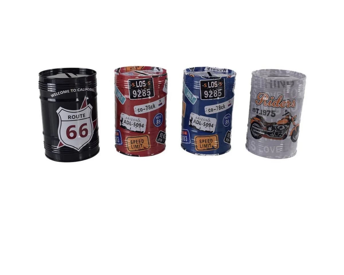 Marabellas Shop Spardose Metall - Reise-Spardose im Roadtrip Design