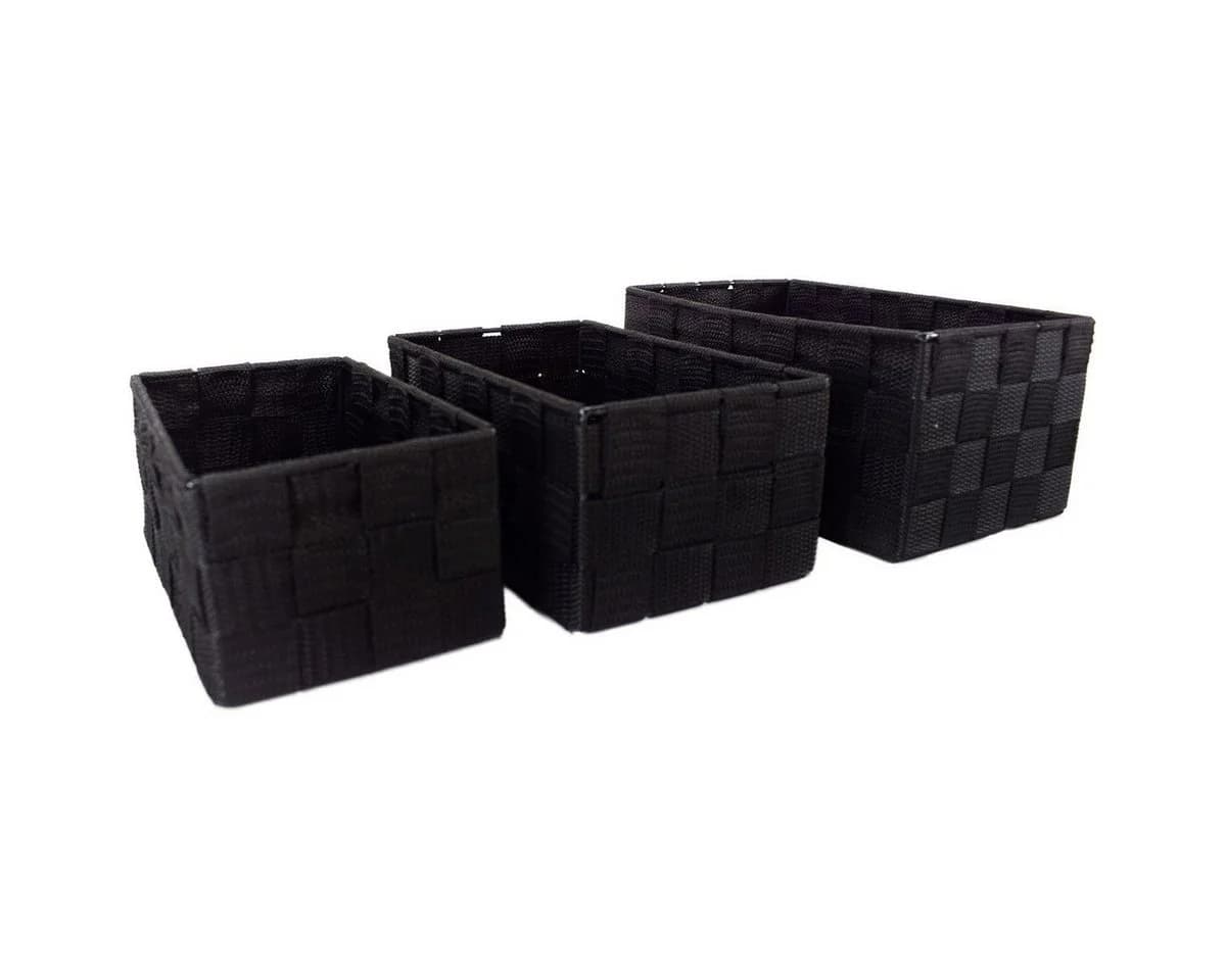 Marabellas Shop Organizer 3er-Set geflochtene Aufbewahrungsboxen Schwarz - Bild 2