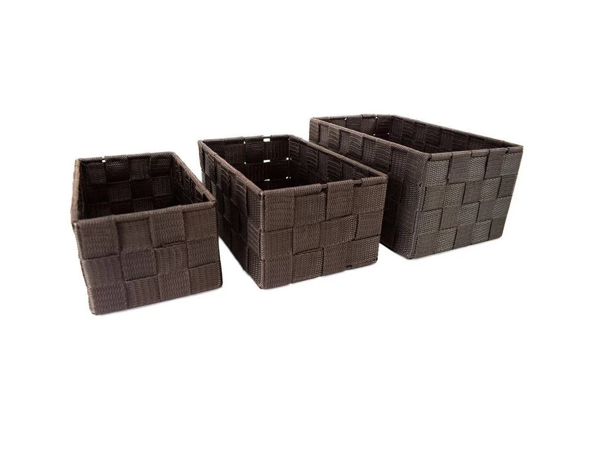 Marabellas Shop Organizer 3er-Set geflochtene Aufbewahrungsboxen Braun Textil - Bild 2