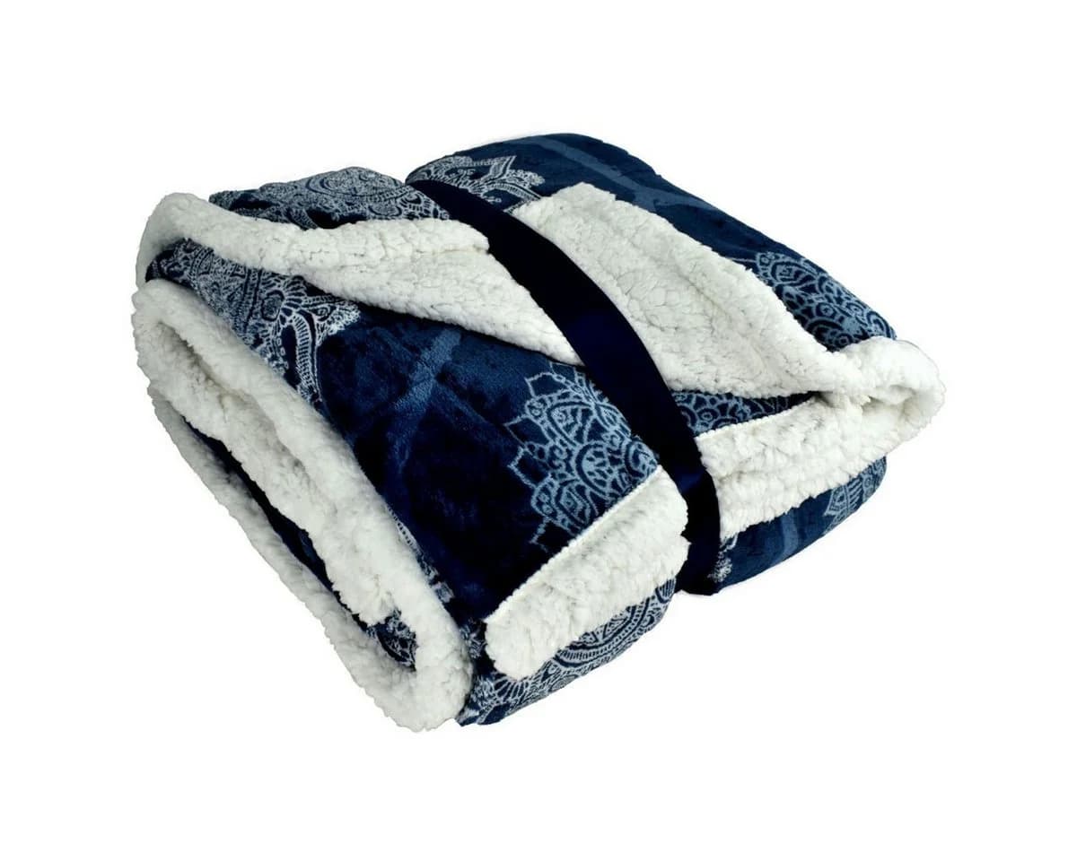 Wohndecke Kuscheldecke XL Flanell Sherpa 150x200cm Ornamente 3 Farben, VIVA - Bild 2