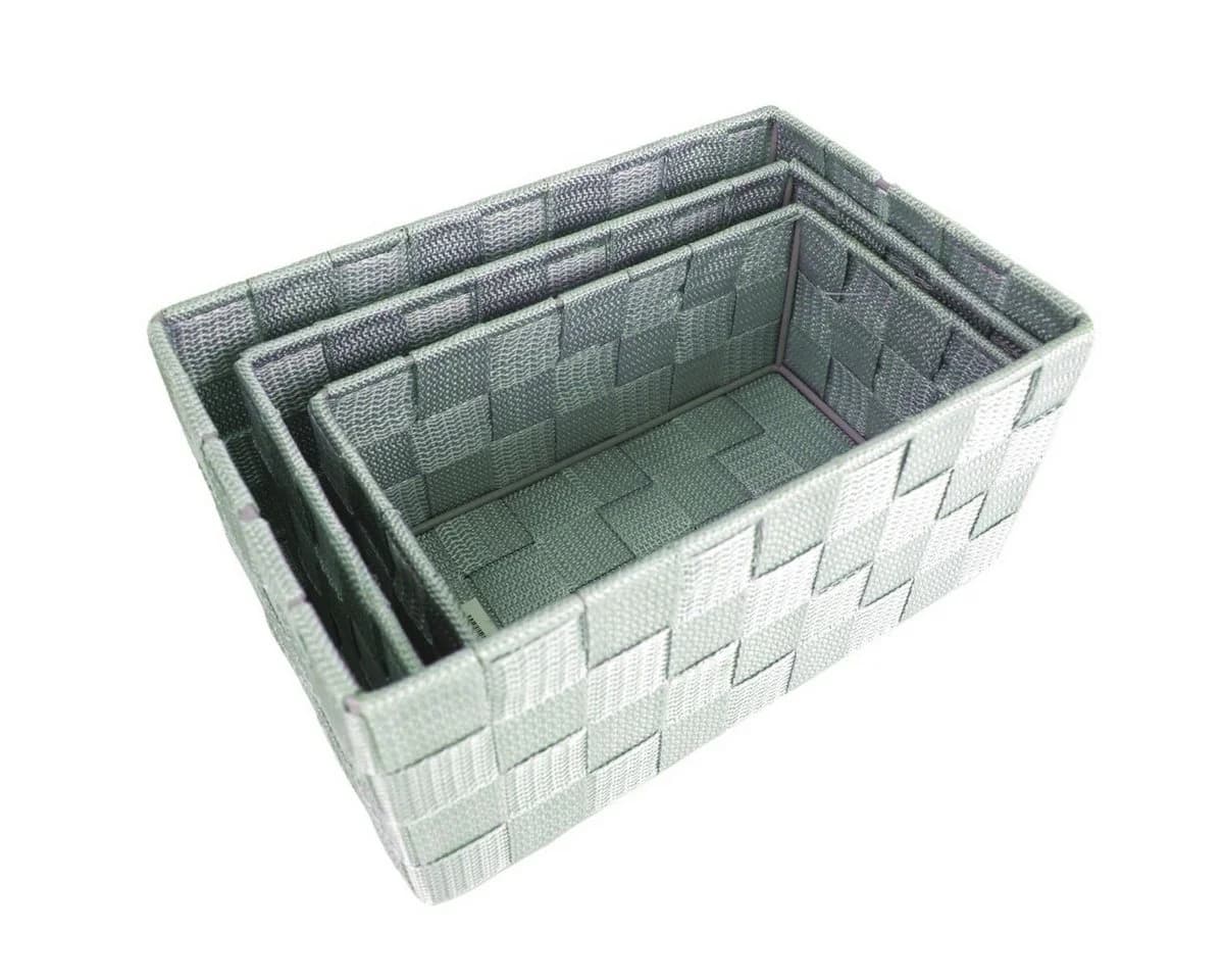 Marabellas Shop Organizer 3er-Set geflochtene Aufbewahrungsboxen grau-blau - Bild 2