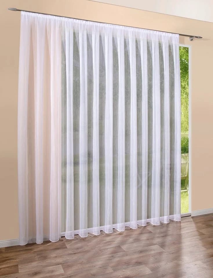 DecoHome24 Gardine Voile Streifen Weiß Kräuselband - Bild 2