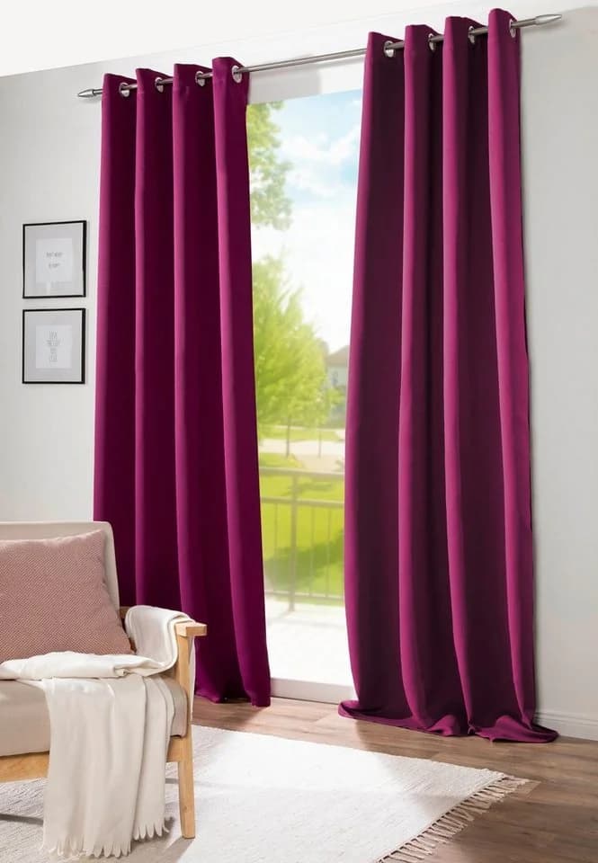 DecoHome24 Gardine Brillant 2er Set Rot Polyester Ösen blickdicht - Bild 2