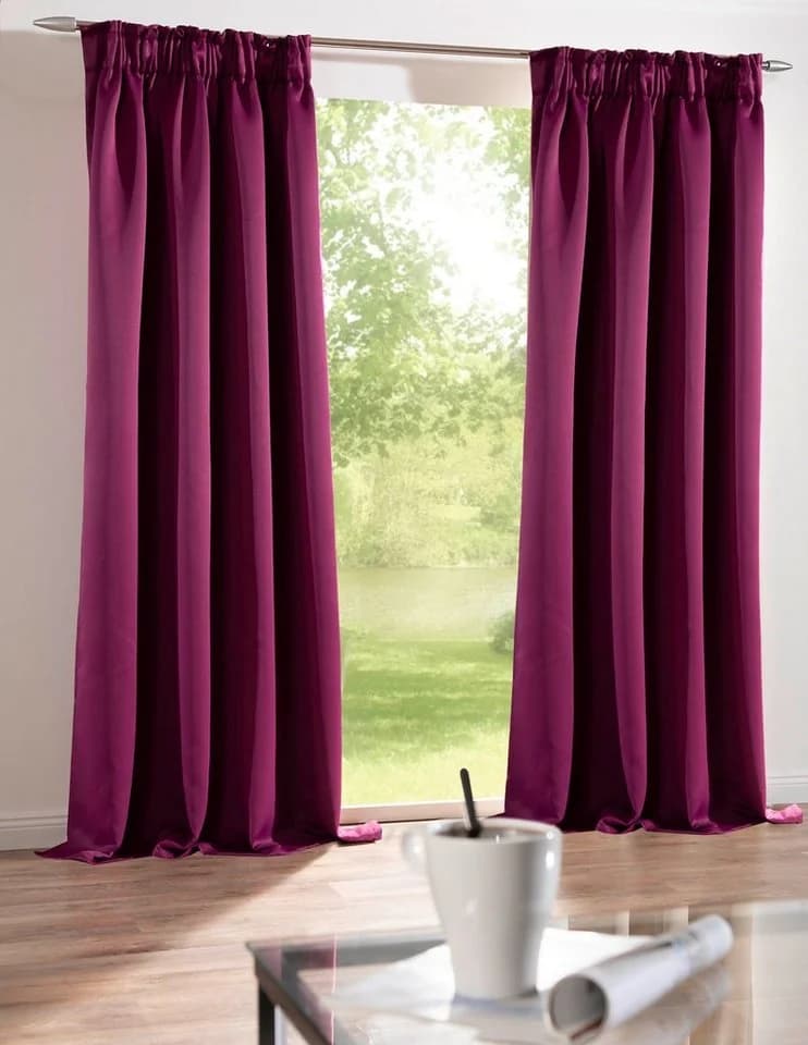 DecoHome24 Gardine Brillant 2 St. Kräuselband Blickdicht Bordeaux - Bild 2