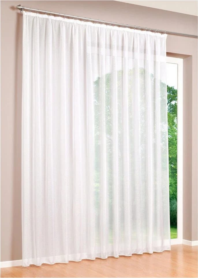 DecoHome24 Gardine Voile Weiß Kräuselband Transparent - Bild 2