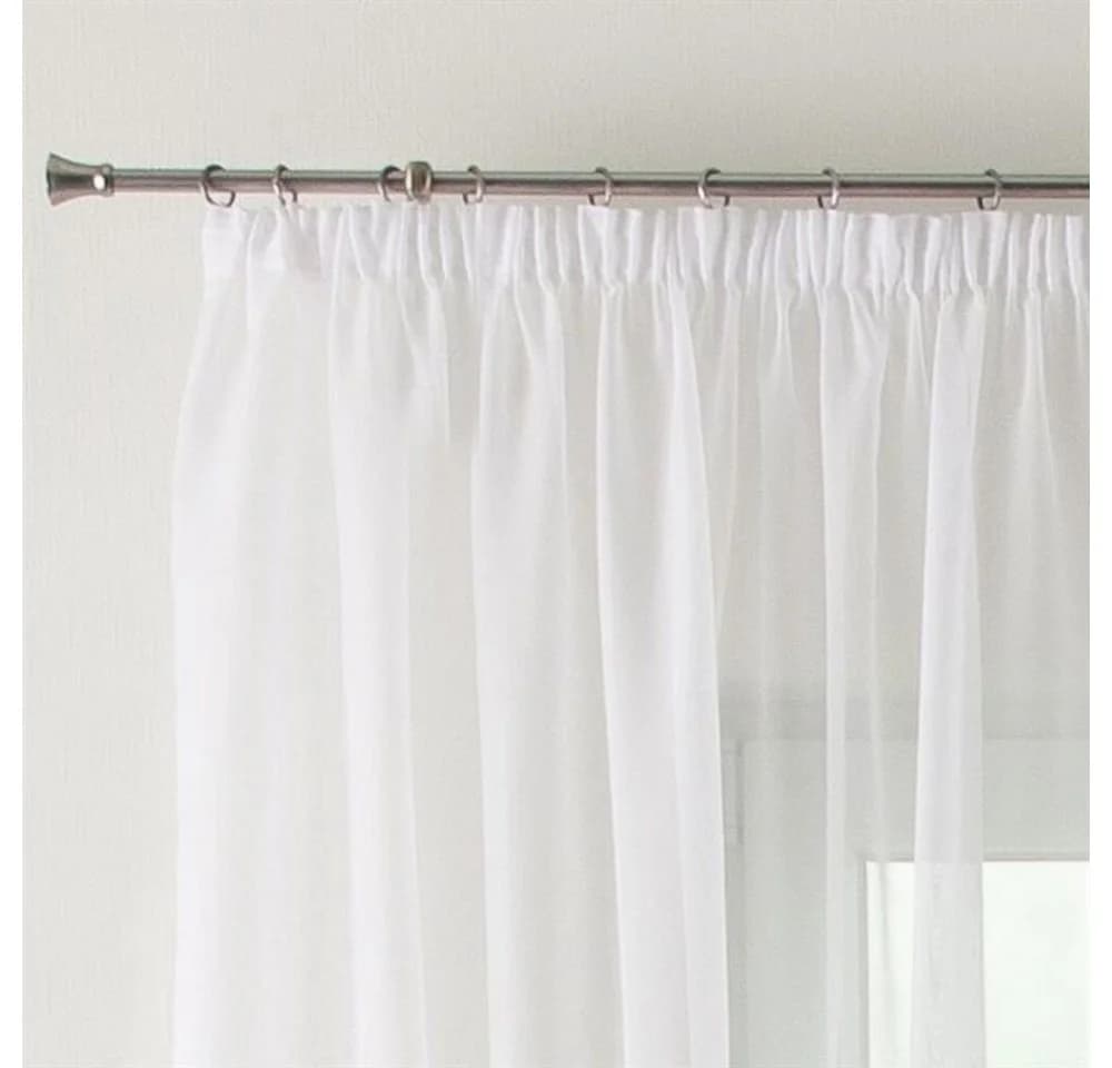 DecoHome24 Gardine Voile Weiß Kräuselband Transparent - Bild 3