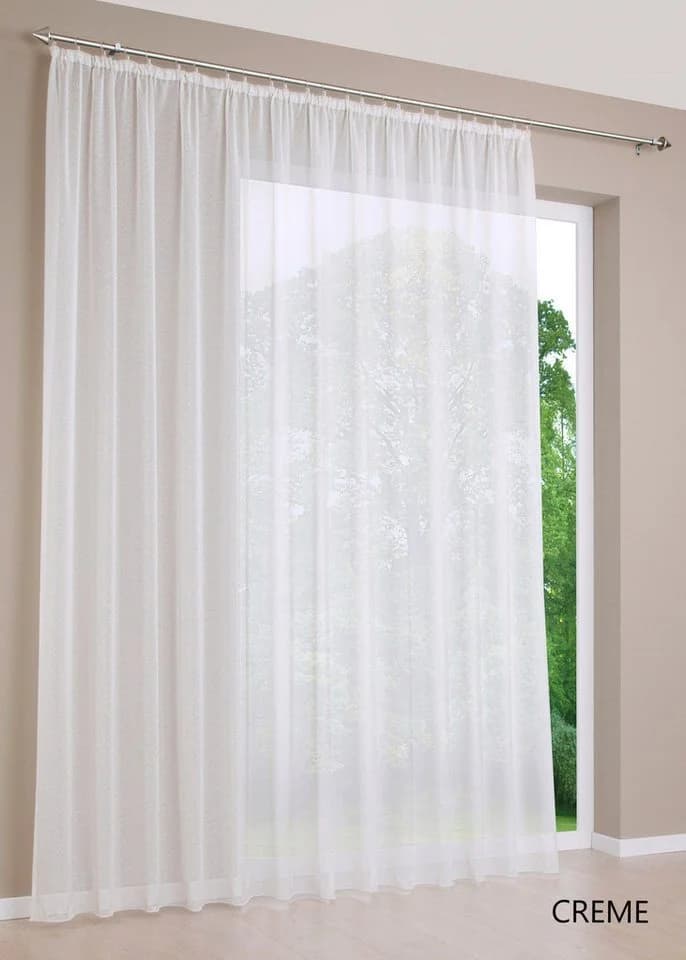 DecoHome24 Gardine Voile Creme Kräuselband Transparent - Bild 2