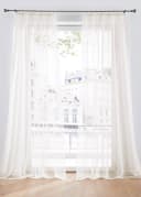 DecoHome24 Gardine Voile 2-teiliges Vorhänge-Set Kräuselband Halbtransparent Bild 2