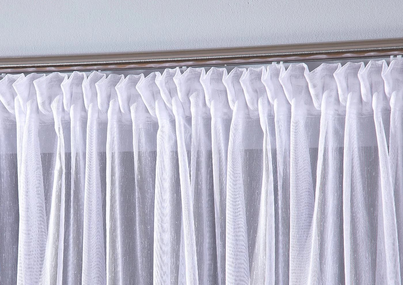 DecoHome24 Gardine Leinen Weiß Kräuselband halbtransparent
