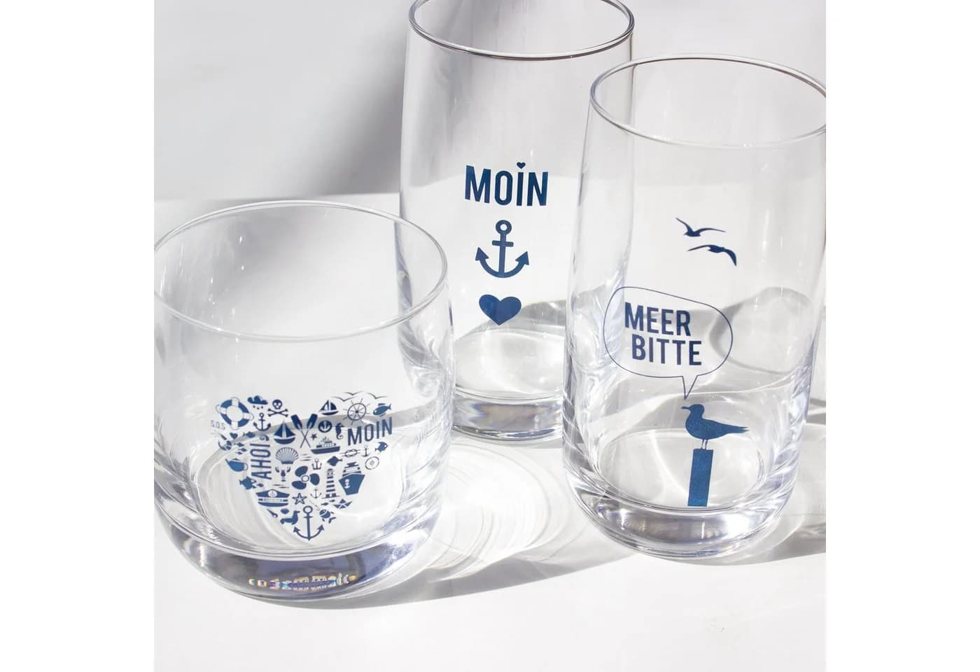 Bow & Hummingbird Longdrinkglas Kristallglas „Meer Bitte Möwe“ Maritim 33cl - Bild 3