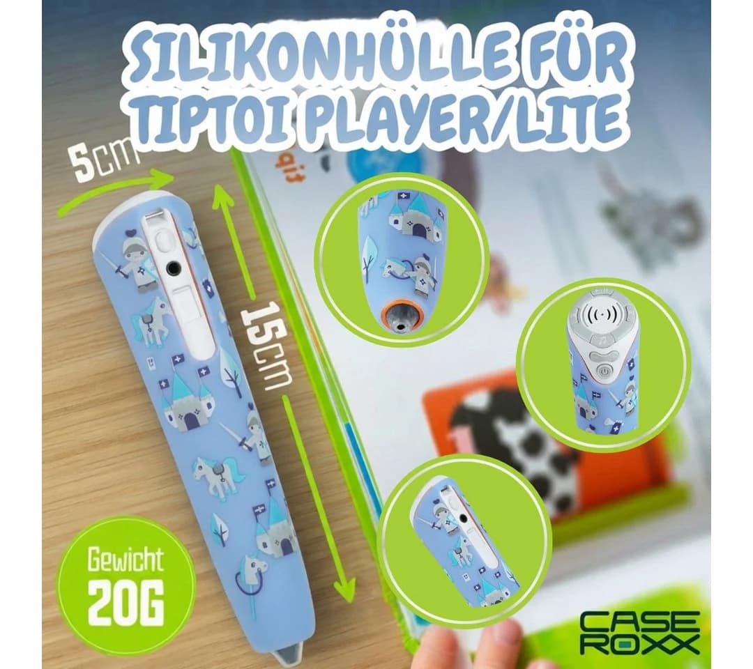 caseroxx Silikon-Hülle für Ravensburger TipToi Player Blau-Rittermuster - Bild 5