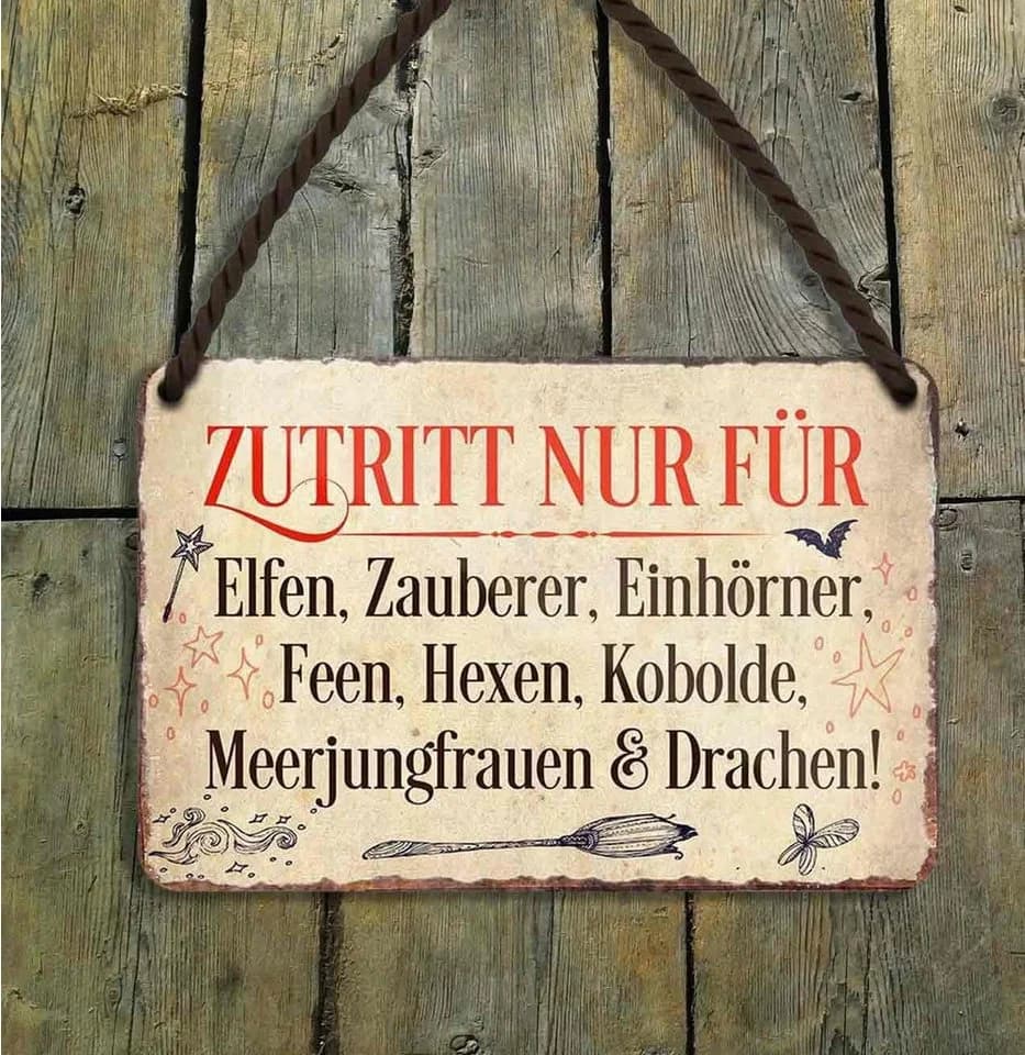 schilderkreis24 Blechschild Elfen Zauberer Retro Vintage