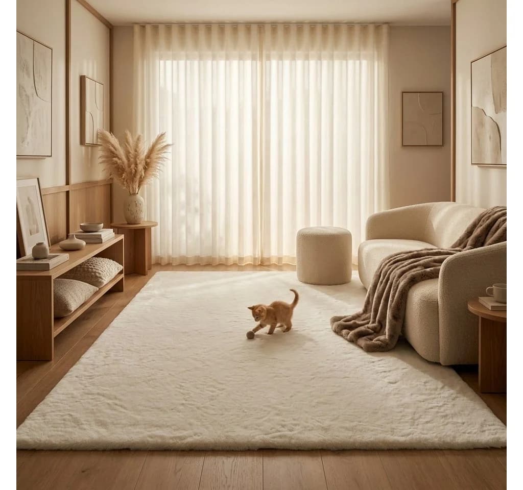 Consilio Concept Fellteppich Imitat COZY Hochflor Weiß - Bild 3